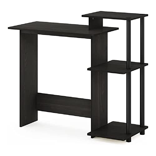 Furinno Efficient Home Laptop Notebook Computer Desk with Square Shelves, Espresso/Black - WoodArtSupply