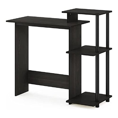 Furinno Efficient Home Laptop Notebook Computer Desk with Square Shelves, Espresso/Black - WoodArtSupply