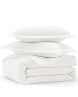Bedsure Cotton Duvet Cover Queen - 100% Cotton Waffle Weave Coconut White Duvet Cover Queen Size, GentleSoft™ and Breathable Bedding Set for All Season, 3 Pieces, 90"x90" Bedsure