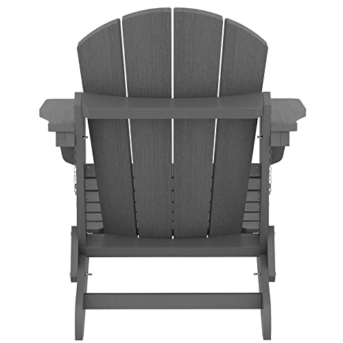 SERWALL Adirondack Chair for Patio Garden Outdoors Fire Pit- (Folding Gray) - WoodArtSupply