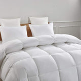 Serta Goose Feather Down Fiber Cotton Comforter Twin Size - 100% Cotton Duvet Insert - Hotel Luxury Hypoallergenic Bedding Comforter All Season Medium Warmth 68 x 90 Inch White Serta
