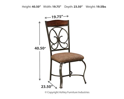 Signature Design by Ashley Glambrey Old World Dining Chair with Cushion, 4 Count,, Brown - WoodArtSupply