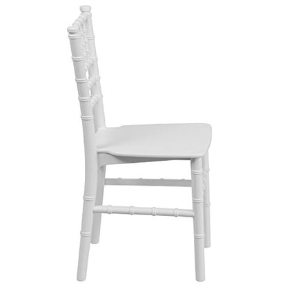 EMMA + OLIVER Child’s All Occasion White Resin Chiavari Chair for Home or Home Based Rental Business