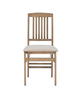 Linon Keira Wooden Folding Chair Upholstered Seat and Mission Back Set of 2, Dining Height, Rustic Natural & Beige Linon