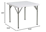 BOWERY HILL Square Granite Folding Table in White BOWERY HILL