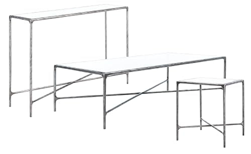 SAFAVIEH Couture Home Collection Jessa Silver Metal/Tempered Glass Top Entryway Living Room Rectangle Console Table (Fully Assembled) SAFAVIEH
