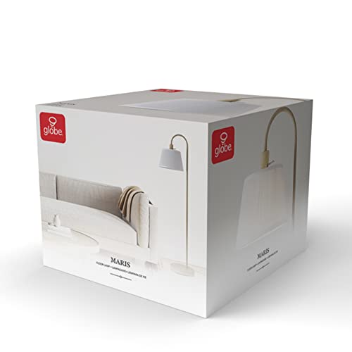 Globe Electric 65907 68" Floor Lamp, Light Faux Wood, White Pattern Shade, On/Off Rotary Switch on Socket Globe Electric