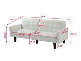 Zaboro Futon Sofa Bed, Convertible Sleeper Sofa, Loveseat Couch PU Leather Sofabed with Wooden Legs for Small Spaces Room Home Office Hotel with Adjustable Backrest, Reclining (White) Zaboro