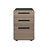 Laura Davidson Furniture Stockpile 3 Drawer File Cabinet with Lock - Under Office Desk Metal Filing Cabinet, Legal/Letter File Folders, Wheels and Stationary Feet, Pre-Assembled, Black/Wood Laura Davidson Furniture