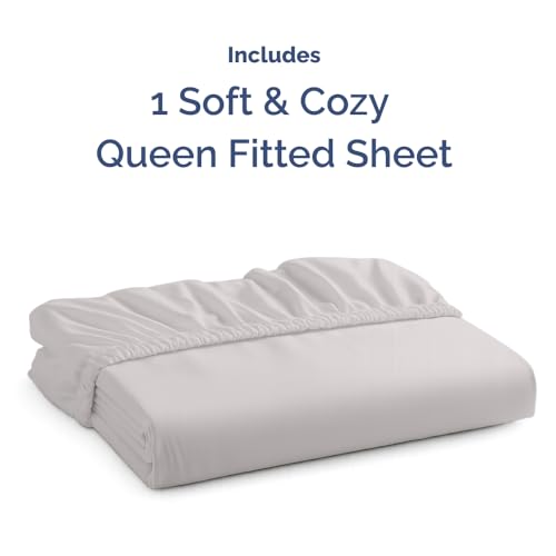 Queen Fitted Bed Sheet - Bottom Single Fitted Sheet Only - Ultra-Soft Hotel Luxury Bedding w/ 8-16 Inch Deep Pockets - Breathable & Wrinkle Free - Easy-Care, Fade and Shrink Resistant - French Grey CGK Unlimited