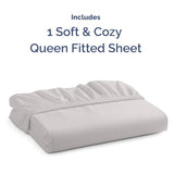 Queen Fitted Bed Sheet - Bottom Single Fitted Sheet Only - Ultra-Soft Hotel Luxury Bedding w/ 8-16 Inch Deep Pockets - Breathable & Wrinkle Free - Easy-Care, Fade and Shrink Resistant - French Grey CGK Unlimited