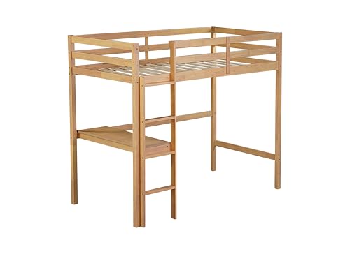 Bellemave Twin Loft Bed with Desk,Loft Bed for Kids, Boys, Girls,Wooden Loft Be Frame with Desk and Ladder, Natural Bellemave