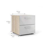 Home Square Contemporary Style 4 Piece Bedroom Set with Two Nightstands, 8 Drawer Double Dresser and 4 Drawer Chest in Oak and White Gloss Home Square