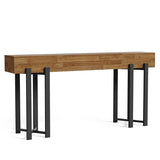 LITTLE TREE 63-Inch Console Table for Entryway, Farmhouse Behind Couch Table, Minimalist Sofa Table for Living Room, Long Wooden Hallway Foyer Table with Black Metal Frame, Oak LITTLE TREE