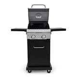 Megamaster 2-Burner Propane Barbecue Gas Grill with Foldable Side Tables, Perfect for Camping, Outdoor Cooking, Patio, Garden Barbecue Grill, 28000 BTUs, Silver and Black, 720-0864MA Megamaster