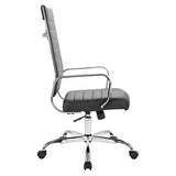 LANDSUN Home Office Chair Ribbed Leather High Back Executive Swivel Computer Desk Chairs with Wheels and Armrests Soft Padded Adjustable Height Modern Conference Task Black LANDSUN