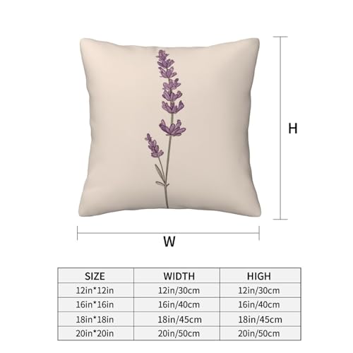 Hayyett Minimalist A Single Lavender Sprig Throw Pillows Covers, Couch Sofa Pillow Cases,Zipper Bedding Cushion Cases for Living Room,18x18 Inch Hayyett