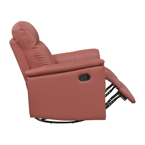 Lexicon Swivel Glider Recliner Chair, Comfy Nursery Glider, Top Grain Leather Match Recliner, Manual Reclining Chair for Living Room/Office/Apartment, Red Lexicon