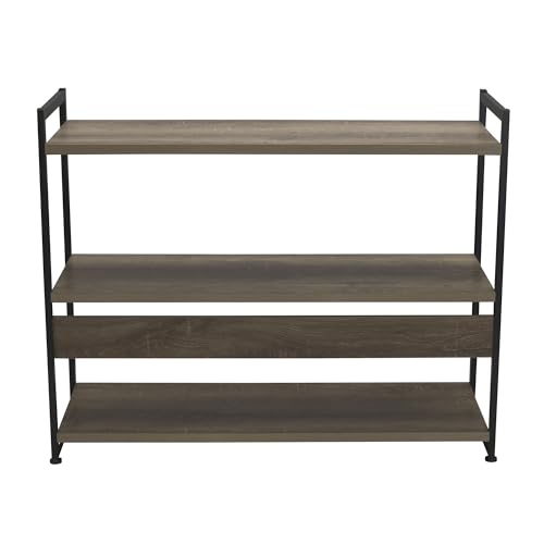 Household Essentials Ashwood 3 Tier Storage Shelf with Metal, Grey Shelves – Black Frame Household Essentials