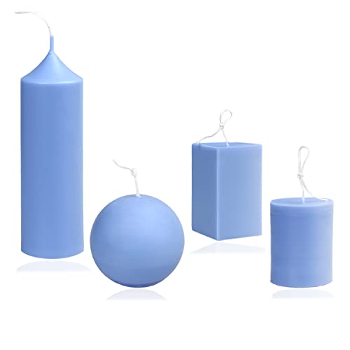 MILIVIXAY 4pcs Plastic Candle Molds - Including Pillar, Cylinder, Rectangle and Sphere Molds for Beeswax