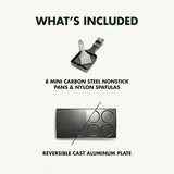 GreenPan Electrics Healthy Ceramic Nonstick, 3-in-1 Reversible Grill, Griddle & Raclette, PFAS-Free, Serves up to 8 People for Parties &Family Fun, Pancake Plate, 8 Mini Square Nonstick Pans& Spatulas GreenPan