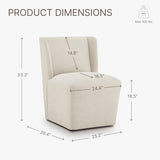 KISLOT Upholstered Dining Chair with Casters Wingback Modern Side Armless Deskchair with Rollers for Diningroom Bedroom Livingroom Reading Room,Cream Beige,2 Box KISLOT