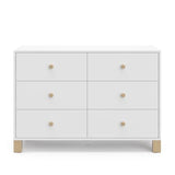 Storkcraft California 6-Drawer Double Dresser (White with Driftwood) - GREENGUARD Gold Certified, Interlocking Drawer System, Dresser Drawer Organizer for Kids Bedroom Storkcraft