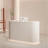 Reception Desk Simple Modern LED Light Bar Counter Curved Checkout Page Store Small Beauty Salon Front Desk Counter Light Luxury Nail Salon(100x60x100cm) SUHEIDOU