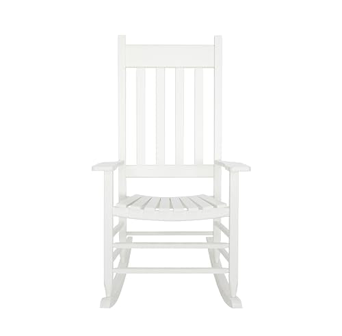 HOMESTEAD Wooden Rocking Chair for Indoor and Outdoor, FSC Acacia Wood, Supports up to 250 LB (White) HOMESTEAD