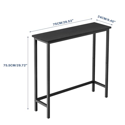 HollyHOME Narrow Console Table, 29.5" Slim Entryway Table, Sofa Stand, Hallway Shelf for Hallway, Bedroom, Living Room, Foyer, Black HollyHOME