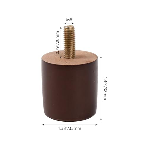 Yibuy 4PCS 1.49 Inch High Brown Furniture Leg Foot Lifter Replacement Chair Sofa Bed Table Leg M8 Screw Yibuy