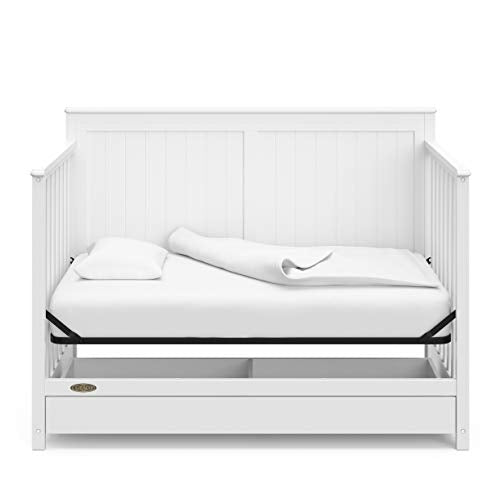 Graco Hadley 5-in-1 Convertible Crib with Drawer (White) – GREENGUARD Gold Certified, Crib with Drawer Combo, Full-Size Nursery Storage Drawer, Converts to Toddler Bed, Daybed Graco