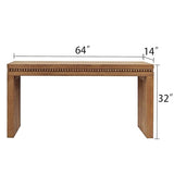 FGXJY Console Table for Living Room, Long Sofa Table Behind Couch with Real Wood Beads Decoration, Retro Entryway Table for Hallway Foyer (64 Inch, Antique Natural) FGXJY