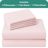 HOMEIDEAS Full Size Bed Sheets - 6 Piece Set (Pale Pink) - Extra Soft Brushed Microfiber 1800 Bedding Sheets, Deep Pocket, Wrinkle & Fade Free HOMEIDEAS