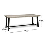 GDFStudio Outdoor Eight Seater Iron Dining Table, Light Gray and Black Finish GDFStudio