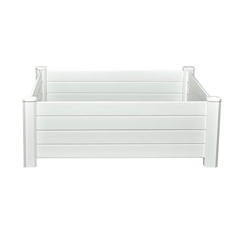 NuVue Products 26001 Premium Outdoor Raised Garden Bed for Growing Edible Plants and Flowers, BPA-Free Woodgrain Panel Elevated Planter Box, 48” L x 48” W x 15” H, White NuVue