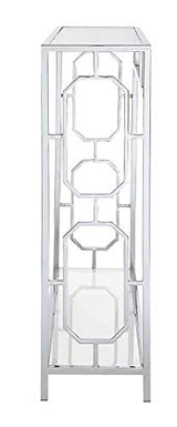 Convenience Concepts Omega Chrome Console Table 42" - Contemporary Modern Sofa Table with Storage Shelf, Narrow Entryway Hall Table for Living Room, Bedroom, Bathroom, Glass/Chrome Convenience Concepts