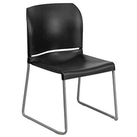 Flash Furniture Hercules Series Contoured Stacking Chairs for Waiting Rooms and Offices, Ergonomic Lobby Chairs with Curved Back, Set of 5, Black Flash Furniture