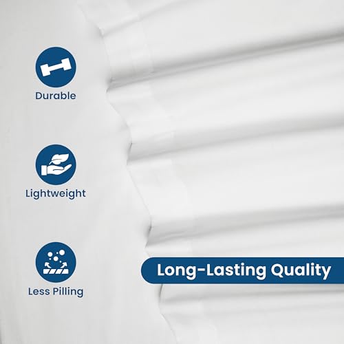 3 Piece Twin Sheets Set | Twin Bed Sheets Set – Light Weight, Soft Breathable Sheets | Brushed Cotton Rich Blend | Secure-Fit, Wrinkle Resistant, Durable, Easy Care Bed Sheets | Comfy Sheets | White Martex