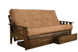 Jerry Sales FutonX Rustic Walnut Frame and Mattress Set with Choice to add Drawers, 8 Inch Innerspring Futon Sofa Bed Full Size Wood (Biege Matt, Frame and Drawers) Jerry Sales