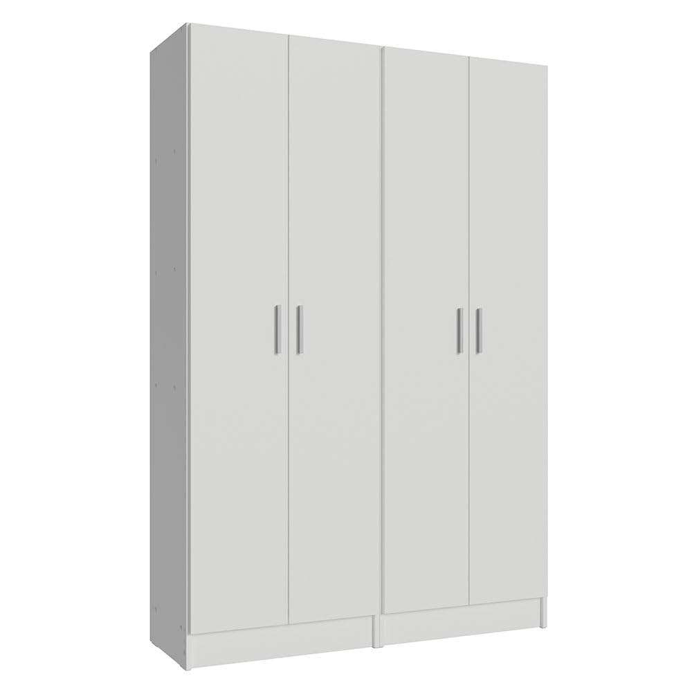 Madesa Wardrobe Armoire Closet Pantry Storage Cabinet with 4 Doors and 10 Utility Shelves 47" L Wooden Organization Unit for Bedroom, Office, Laundry Room, Kitchen, and Garage (White) Madesa