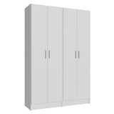 Madesa Wardrobe Armoire Closet Pantry Storage Cabinet with 4 Doors and 10 Utility Shelves 47" L Wooden Organization Unit for Bedroom, Office, Laundry Room, Kitchen, and Garage (White) Madesa