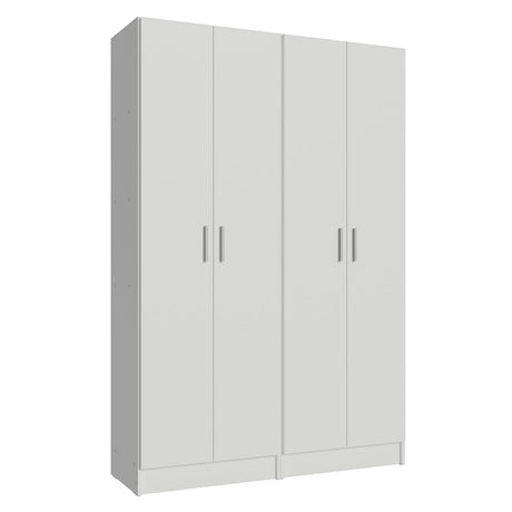 Madesa Wardrobe Armoire Closet Pantry Storage Cabinet with 4 Doors and 10 Utility Shelves 47" L Wooden Organization Unit for Bedroom, Office, Laundry Room, Kitchen, and Garage (White) Madesa