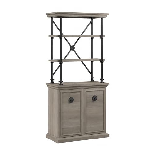 Coliseum Designer Bookcase with Doors in Driftwood Gray by Bush Business Furniture - WoodArtSupply