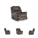 Signature Design by Ashley Skymaker Modern Faux Leather Manual Rocker Recliner with Track Arms, Dark Brown