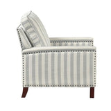 Push Back Recliner Chair Stripe Pattern Fabric Upholstery Nailhead Trim Solid Wood Classic Traditional Living Room Furniture 1pc WoodArtSupply