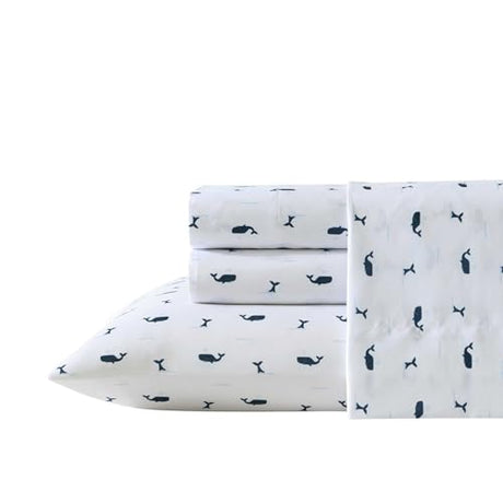 Nautica Kids - Full Sheet Set, Super Soft & Cozy Toddler Bedding with Matching Sham(s), Ideal Boy Room Essentials (Caspian Whales Navy, Full) Nautica