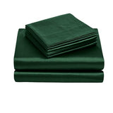 TREELY 4 Piece Satin Sheets Twin Size - Silky Smooth Blackish Green Sheet Set with Deep Pocket, Fitted Sheet, Flat Sheet, 2 Pillowcases TREELY