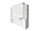 PVWIIK Queen Size Murphy Bed with Desk & Charging Station,Wall Bed Frame Folding into Cabinet Design w/LED & Storage Shelf for Small Space,Bedroom,Guest Room,White PVWIIK