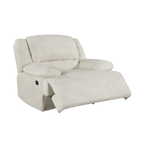 Lexicon Manual Reclining Chair-Textured Microfiber Wall Hugger Recliner, Tab Pull Reclining, Pillow Top Arms, for Living Room/Theater Seating/Apartment, Easy Assembly, Vanilla Beige
